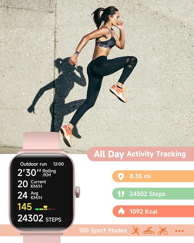 TOOBUR Smart Watch for Women Alexa Built-in, 1.95" Fitness Tracker with Answer/Make Calls, IP68 Waterproof/Heart Rate/Sleep Tracker/100 Sport Modes, Fitness Watch Compatible Android iOS