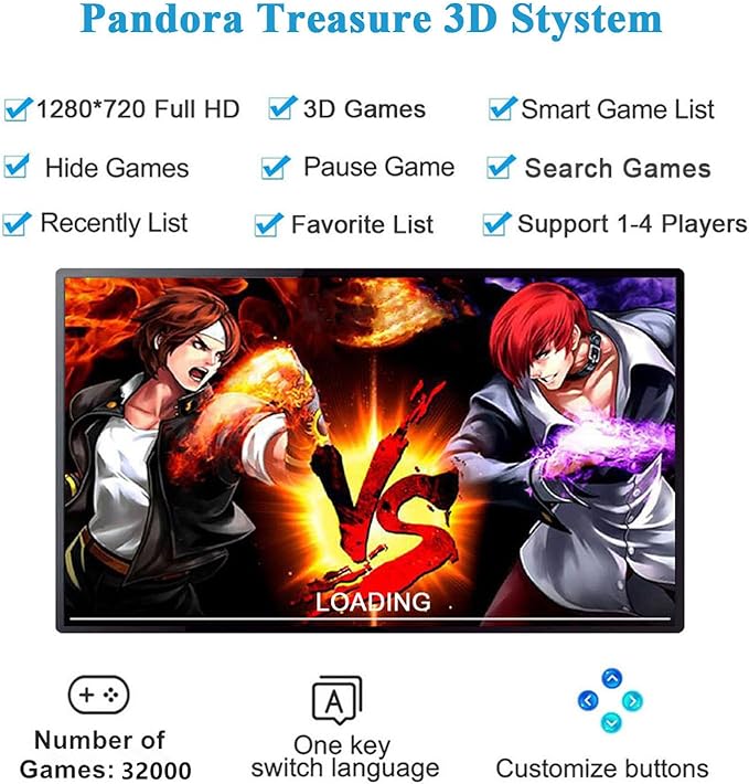 GWALSNTH 32000 in 1 Pandora Box 60S Arcade Games Console, Plug and Play Video Game,1280X720 Display,Search/Save/Hide/ Pause,1-4 Players …