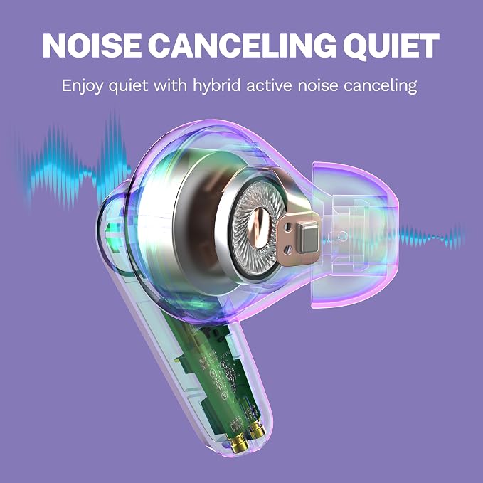JLab, Go Pods ANC, True Wireless Earbuds, Active Noise Cancelling Bluetooth Earbuds, Lilac