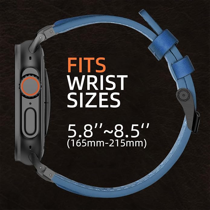 Vintage Genuine Leather Band for Apple Watch Ultra 49mm (2026 Upgrade), Rugged Replacement Strap Compatible with iWatch 46mm 45mm 44mm - for Men Women, Fit Ultra3/2/1, SE 3/2/1, Series11 10/9/8/7/6/5/4