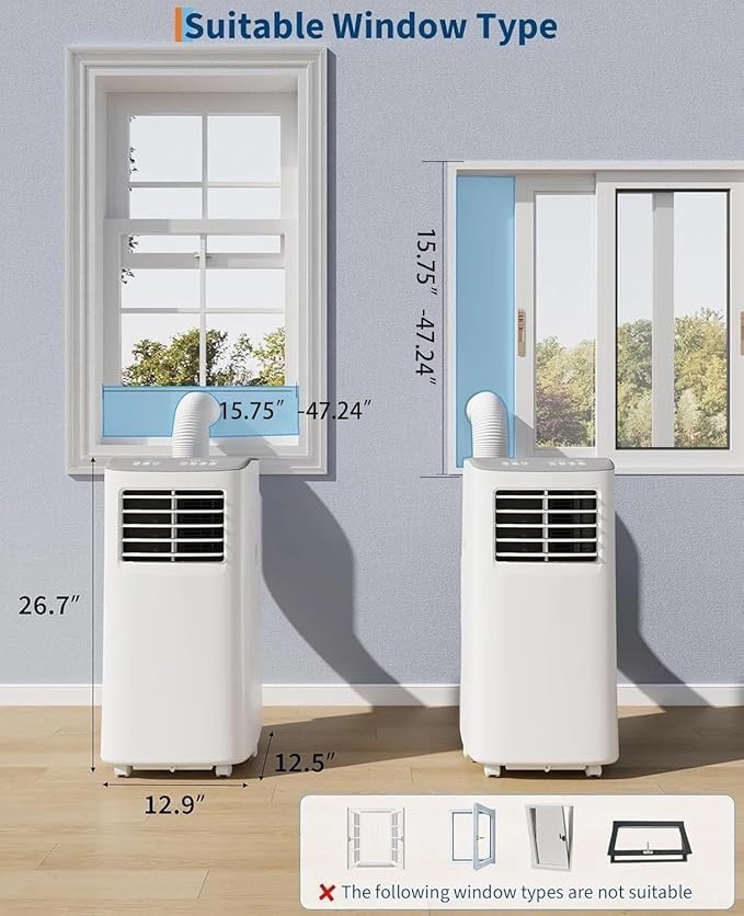 Garvee 3-in-1 Portable Air Conditioner, 8,000 BTU Portable AC Unit with Cooling, Dehumidifier & Fan for Rooms up to 350 sq.ft with Remote Control, Sleep Mode, 24H Timer & Window Kit