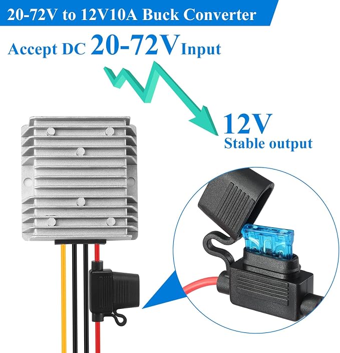 DC Converter 24V 36V 48V 60V Step Down to 12V 10A 120W Buck Converter Power Supply for CNC Equipment Switches Photovoltaic Panels etc