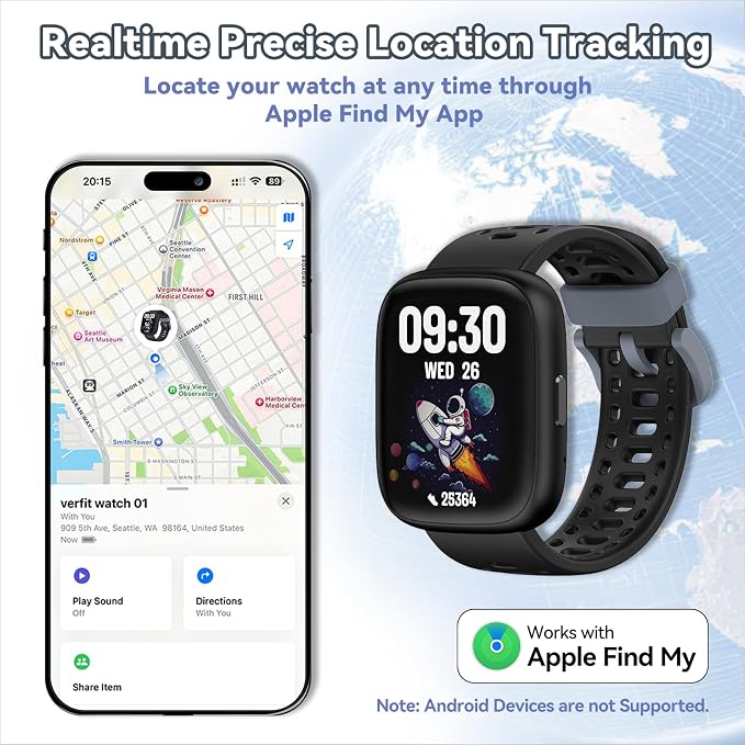 Fitness Tracker Watch, No APP/Phone Required Pedometer Watches Compatible with Apple Find My, Heart Rate, Sleep Monitor Calories Step Counter Stopwatch Waterproof Gifts