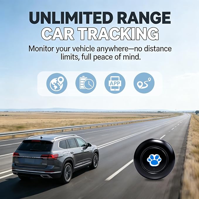 GPS Tracker for Vehicles,GPS Tracker Device for Vehicles No Subscription No Monthly Fee Portable Tracking GPS Tracker for Car Kids Dogs Trucks Magnetic GPS Tracking Device
