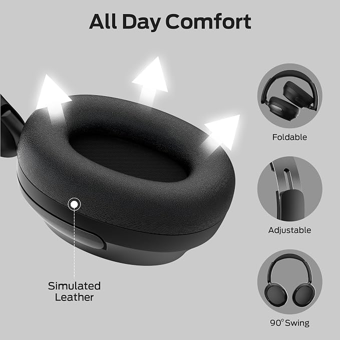 Monster Persona 3rd ANC Bluetooth Headphones, Over Ear Headphones with Bluetooth 5.4, 70 Hours Playtime Noise Cancelling Headphone with Mic, Foldable Lightweight Headset Comfort Fit, Black