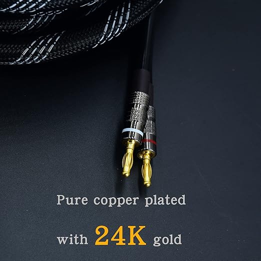 Arklove 2pack 6ft feet 12awg Premium Heavy Duty Braided Wire Dual Banana to Banana Gold Plated Plug Speaker Cable OFC Oxygen-Free Copper