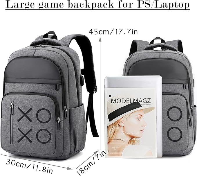 Game Cosole Backpack Travel Bag Travel Carrying Case for PS5/PS4 Console and Accessories (Grey)