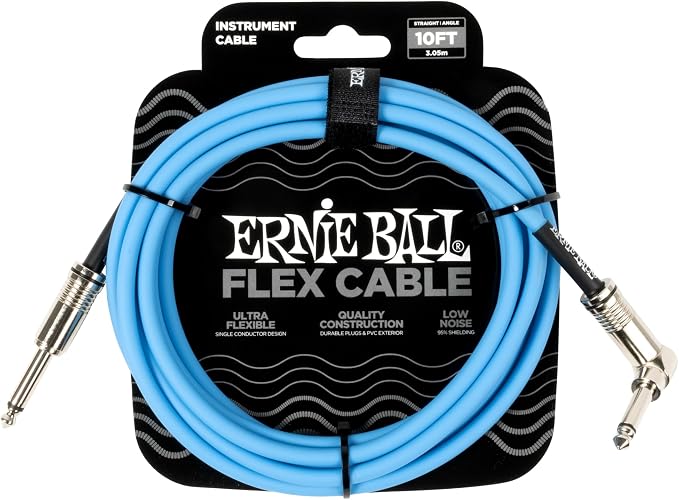 Ernie Ball Flex Instrument Cable Straight/Angle 10ft - Blue (P06464)