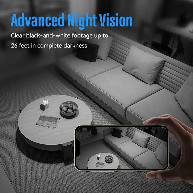 WiFi Hidden Camera Clock - Nanny Cam with 150° Wide-Angle Lens, Night Vision & Motion Detection, Wireless Indoor Hidden Camera for Home Security Monitoring