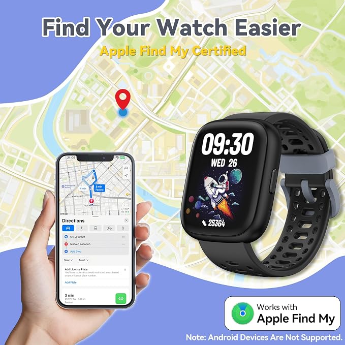 Fitness Tracker Watch, No APP/Phone Required Pedometer Watches Compatible with Apple Find My, Heart Rate, Sleep Monitor Calories Step Counter Stopwatch Waterproof Gifts
