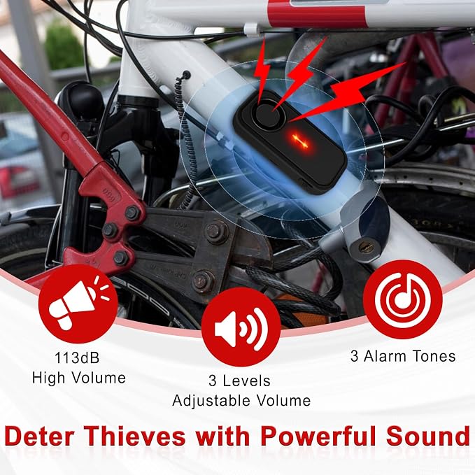 USUPERINK Car Alarm System, 113dB Fake Car Alarm, Motion Alarms for Cars Vehicle Security Alert Automotive Vibration Warning Interior Safety Red LED Light IP66 Waterproof, 10Pcs