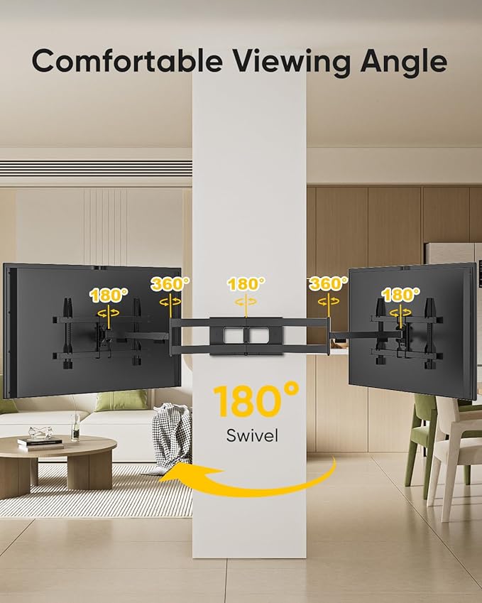 FORGING MOUNT Long Arm TV Mount Full Motion Wall Mount TV Bracket with 43” Extension & Swivel Articulating Arm & Tilt, Fits 42 to 80 Inch Flat/Curve TVs Holds up to 110 lbs, VESA 600x400mm Compatible