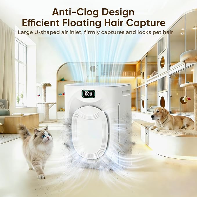 KEN BROWN Pet Air Purifier for Large Rooms up to 2500 Ft², Reduce Pet Hair, Dander, Odors, Smoke, Dust, Washable Pre-Filter, H13 HEPA, PM2.5 Air Quality Monitor, Auto Mode, Smart WiFi