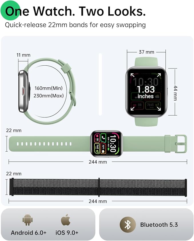 Smart Watches for Women, 1.83" HD Alexa Smart Watch for Android Phones & iPhones with Calls/Messages/Reminders, 3ATM 120+ Sport Modes Fitness Tracker Watch for Women with Heart Rate/Sleep/SpO2 Monitor
