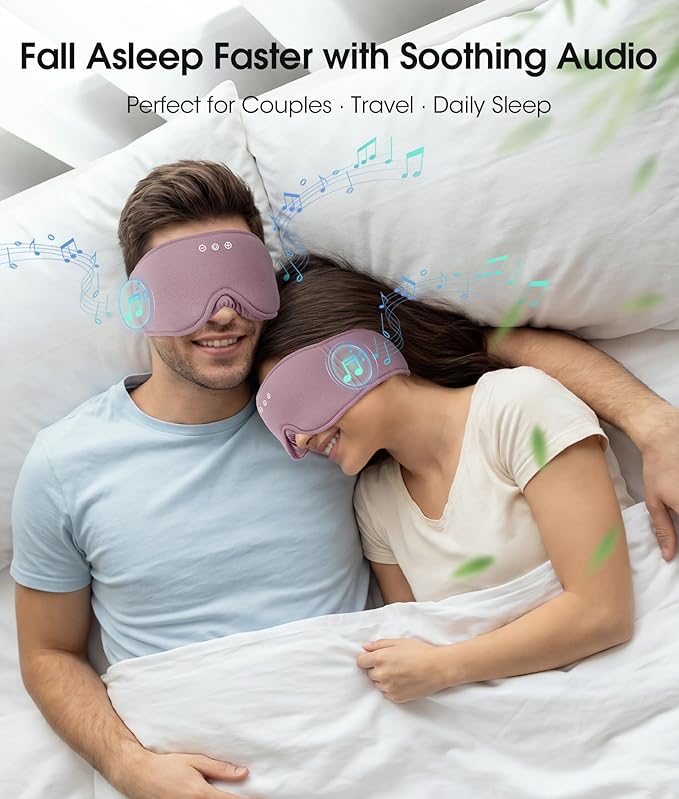 MUSICOZY Bluetooth Sleep Headphones, Wireless Sleep Mask with Bluetooth 5.4, Ultra-Thin Stereo Speakers, 14H Playtime, Comfortable Eye Mask for Side Sleepers, Travel & Relaxation Gifts for Men Women