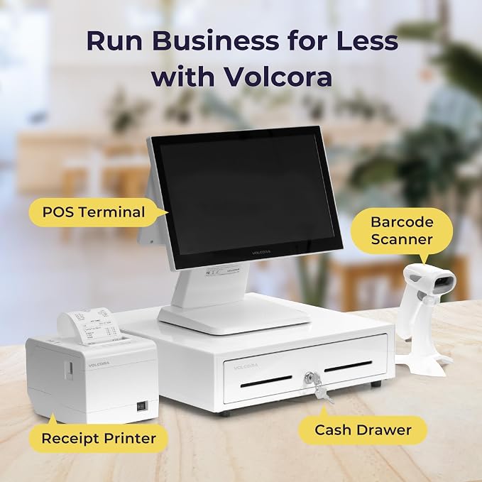 Volcora Thermal Receipt Printer, 80mm POS Printer w/Auto Cutter, USB/WiFi Interface for Windows/MAC/Linux, ESC/POS Command Support Cash Drawer, High Speed Kitchen Printer, Wall Mount (White)