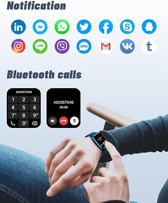 GRV Smart Watch for iOS and Android Phones (Answer/Make Calls), Watches for Men Women IP68 Waterproof Smartwatch Fitness Tracker Watch with Heart Rate/Sleep Monitor Steps Calories Counter (Gem Green)