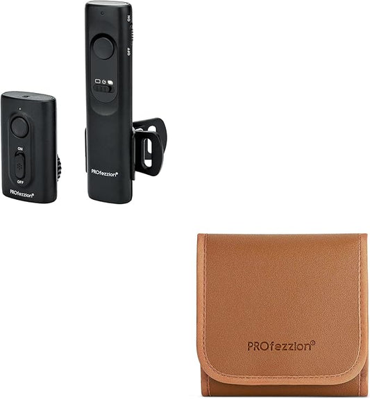PROfezzion Wireless Camera Remote Shutter Release for Nikon Z6 Z7 Z7II Z6 III Z5 D750 D780 D7500 D7200 D5600 D5500 D5300 D3300 D3200 D610 + 3-Pocket Foldout Filter Pouch for 82mm Camera Lens Round Fil