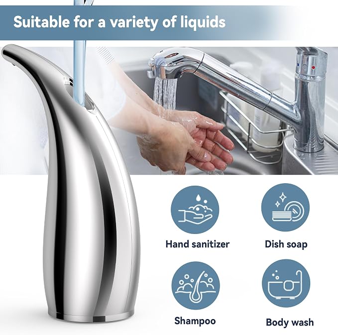 Automatic Soap Dispenser with Infrared Sensor,Adjustable 4-Level Touchless Hand Soap for Kitchen, Bathroom-Battery Operated Electric Dispenser, Durable Plastic, Smart Soap Holder & Toilet Paper Holder