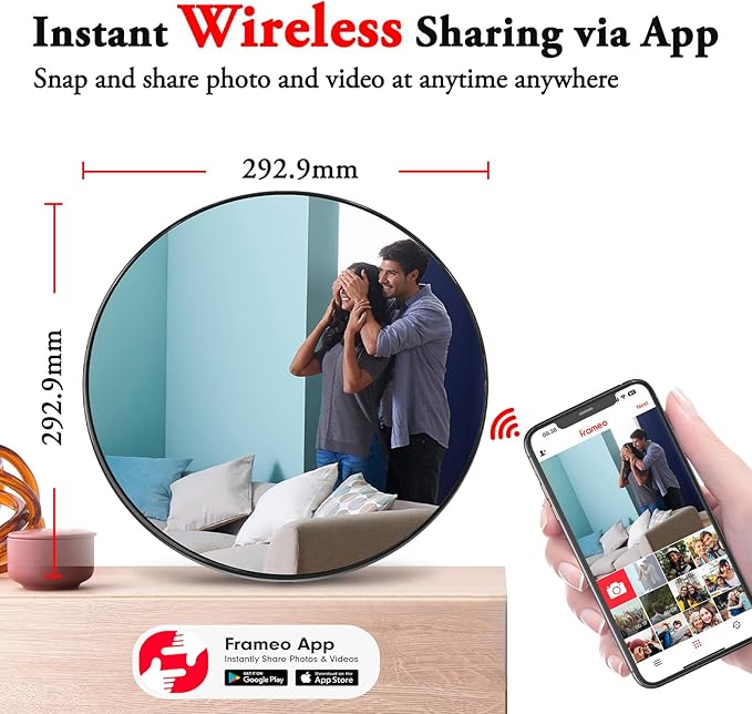 Frameo Digital Picture Frames WiFi Digital Photo Frame 10.1 Inch Smart Mirror IPS HD Touch Screen, 32GB, Easily Share Photos/Videos Through The Frameo APP, Decorating a House is Also a Great Gift