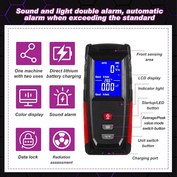 Dunzy 8 Pcs Ghost Hunting Equipment Kit, Include 1 Emf Meter 1 EVP Voice Recorders 1 Spirit Ghost Hunting Research Case 1 Flashlight 1 Speaker 2 Motion Light up Cat Balls 1 Radio(Emf Meter 2, Radio 1)