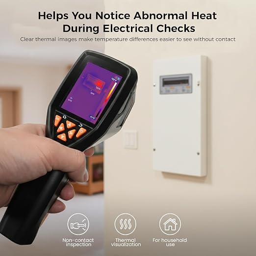 Handheld Thermal Imaging Camera 320×240 Super Resolution, 25HZ Refresh Rate, High/Low Temp Alarm, 8H Battery Life for Water Leak Detection, Hidden Moisture and Home Inspection