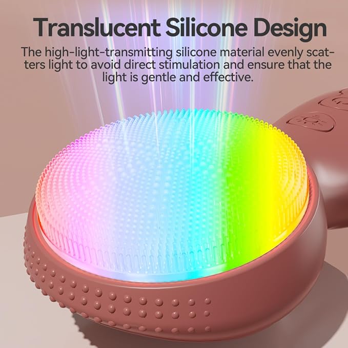 Colorful LED Silicone Face Wash Brush - Sonic Vibration Face Cleaner with Heat Sensation, 3 Modes & Ergonomic Handle, Waterproof Electric Face Brush for at-Home Spa & Travel Skincare (Black)