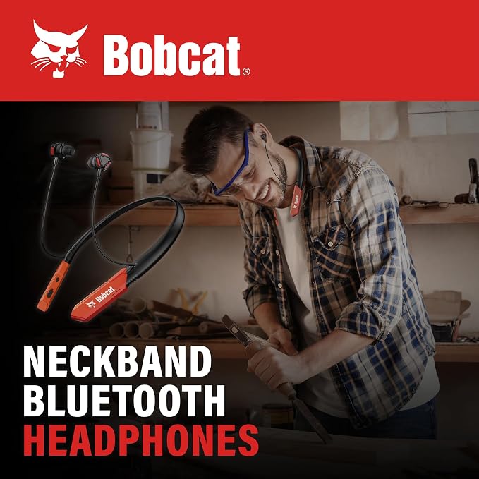 CJ TECH Bobcat Neckband Bluetooth Headphones - Earphones with Microphone, 80H Battery, Fast Charging - IPX4 Sweatproof Sports Headphones for Running, Jobsite, Gym, and Workout
