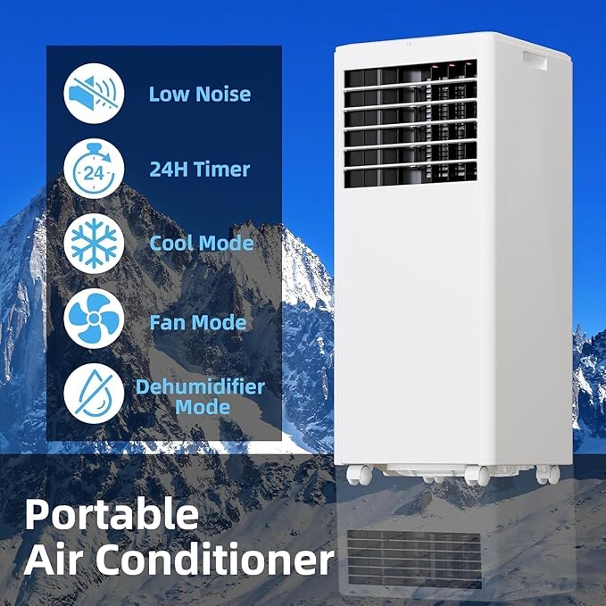 GarveeLife Portable Air Conditioner,8,000 BTU for Rooms up to 350 Sq.Ft., Smart Compact AC Unit with Cooling, Dehumidifier, Fan, Remote Control and Window Kit, White