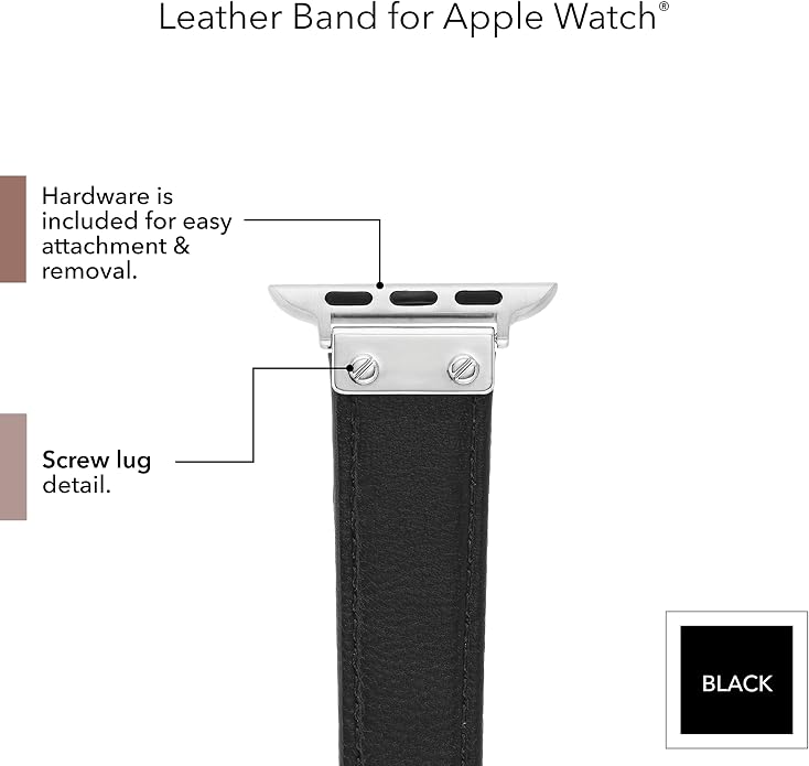 Anne Klein Leather Fashion Band for Apple Watch Secure, Adjustable, Apple Watch Band Replacement, Fits Most Wrists