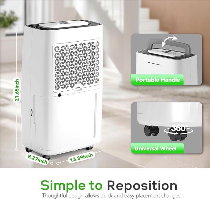 Manastin 5500 Sq.Ft Dehumidifier for Basement with Drain Hose, 80 Pints/Day (Standard 50 Pint), Energy Efficient Dehumidifier, Timer & Child Lock, for Large Room, Home, Garage