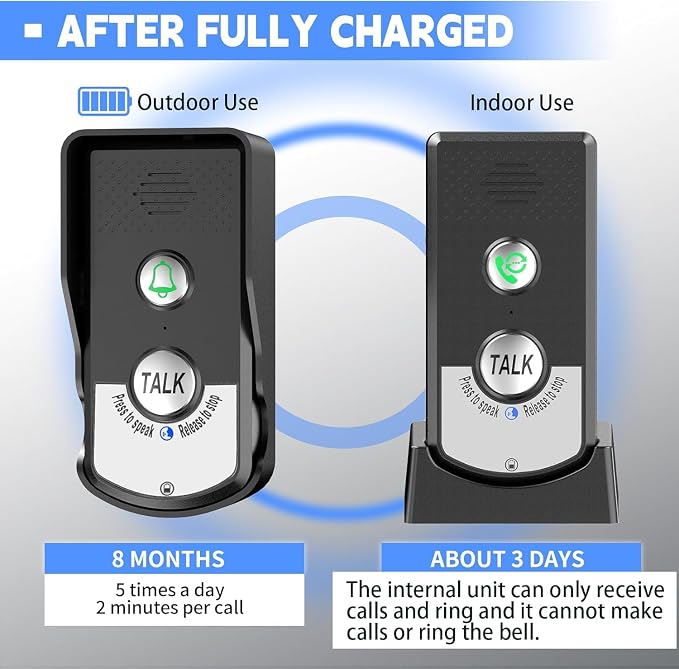 2 Way Wireless Doorbell Intercom Indoor Outdoor, 3280ft Long Range Door Intercoms System for Home with Waterproof Cover Rechargeable Battery 38 Ringtones 3 Adjustable Volume （3 Pack）