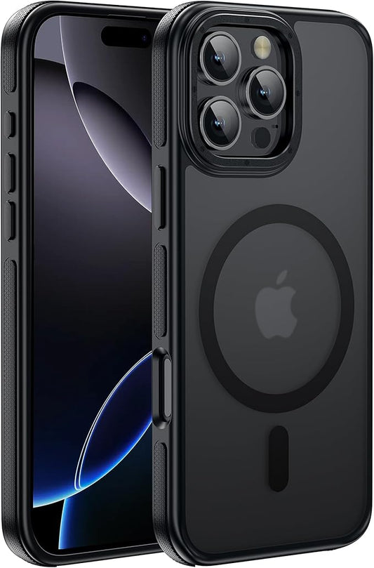 Strong Magnetic for iPhone 16 Pro Max case [10Ft Military-Grade Protection] Compatible with fit MagSafe Shockproof Slim Thin Cover case for iPhone 16 Pro Max 6.9 inch, Bumper Black