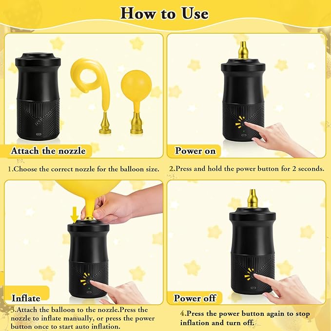 IDAODAN Electric Balloon Pump, Portable Electric Balloon Blower Machine Inflator Air Pump for Party Decorations
