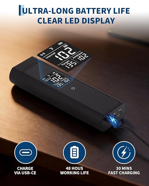 Garvee Smart Bluetooth Wireless Meat Thermometer, Long-Range Food Thermometer with Wireless Probe, Standalone Display Base, Dual Sensors, Perfect for BBQ, Oven, Smoker, Grill