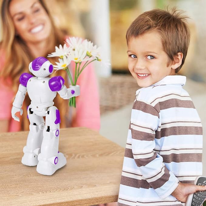 KingsDragon RC Robot Toys for Kids, Gesture & Sensing Programmable Remote Control Smart Robot for Age 3 4 5 6 7 8 Year Old Boys Girls Birthday Gift Present,Purple