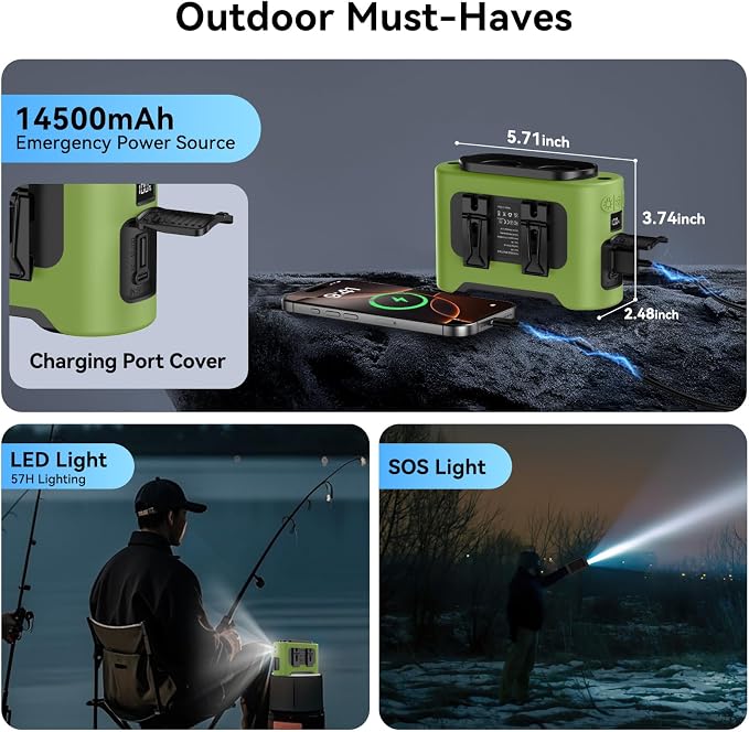14500mAh Portable Waist Fan, Gifts for Husband Dad Men Him, Shirt Wearable Belt Clip on Fan for Blue Collar Outdoor Worker, Rechargeable Full Body Cooling, Fishing Hiking Camping Essentials 2026
