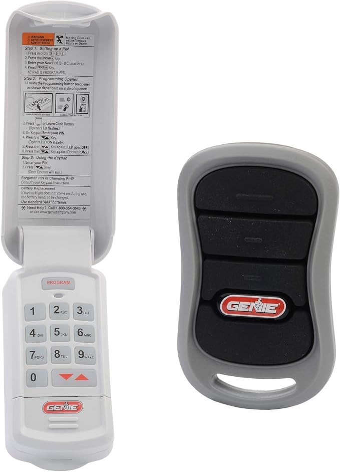 Genie Genuine Accessories Bundle - Combo Pack 3-Button Garage Door Opener Remote and Wireless Keypad - Works on Genie Intellicode Garage Door Openers - Model G3T-R, and GK-R