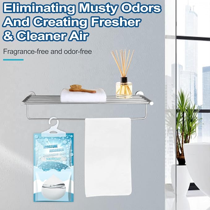 Moisture Absorbers 12 Pack - Fragrance Free Humidity Absorber High-Efficiency Dehumidifier Bags Portable Moisture Hanging Bags for Closet, Bathroom and Kitchen