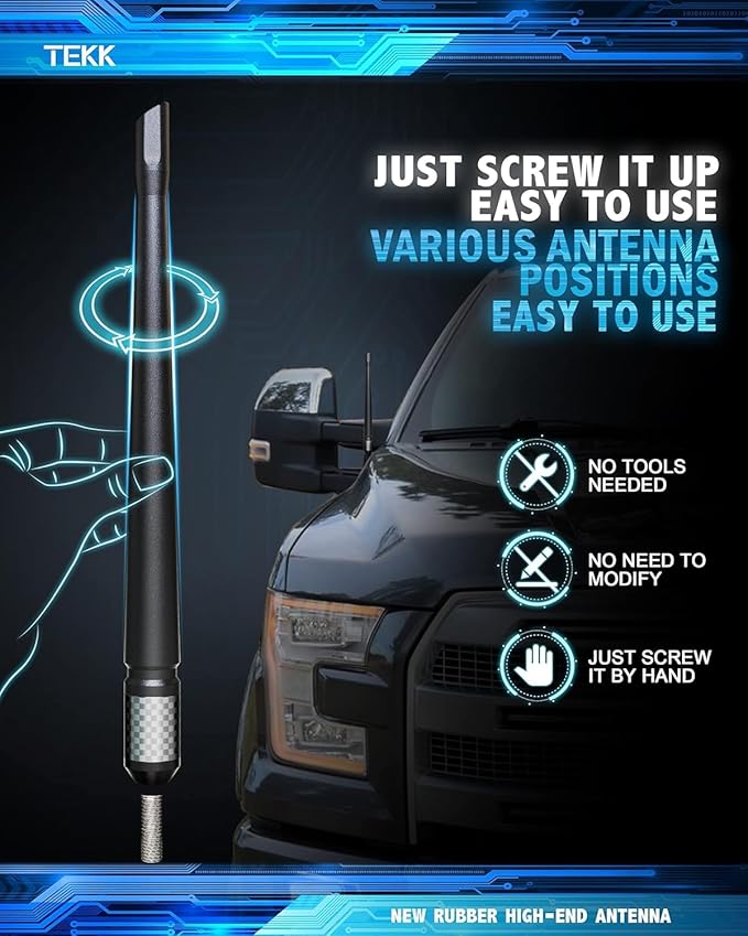 TEKK Carbon Fiber Short Antenna Compatible with Jeep Patriot 2007-2017/7.9 Inches Premium Flexible Rubber/Designed for Enhance FM/AM Radio Signal Reception