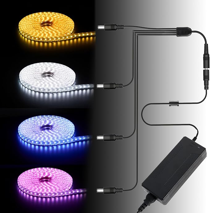 24V10A Power Adapter 240W with DC Plug Sizes of 5.5 * 2.5MM and 5.5 * 2.1MM is Appropriate for powering Various Devices Including 24V LED Strip Lights, Security Cameras，Sound Equipment。