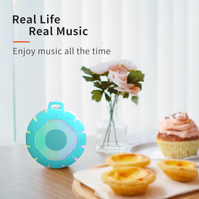 HEYSONG Bluetooth Waterproof Speaker, Shower Speaker with HD Sound, LED Light, Floating, Lightweight Portable Speakers for Travel, Pool, Beach, Kayak, Gifts for Girl
