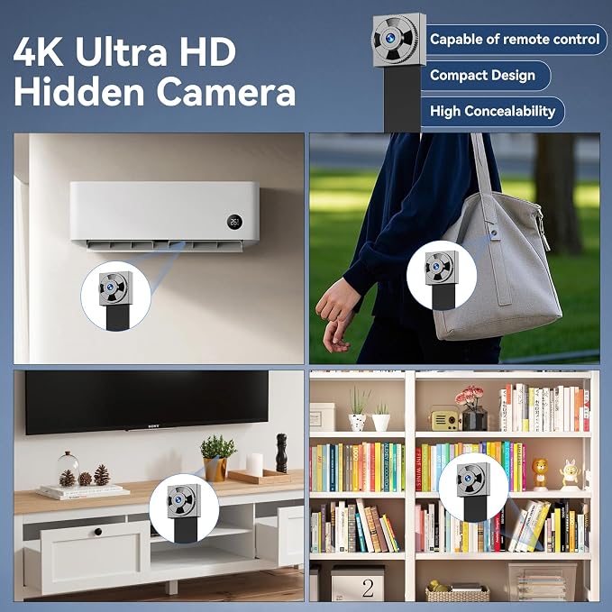 Real Full-4K-HD-Mini-Camera, DIY Module Tiny Wireless Remote Control Nanny Security Cam with Motion Detection, Smart Home Surveillance Device (Don't Support Wi-Fi and Not Include SD Card)