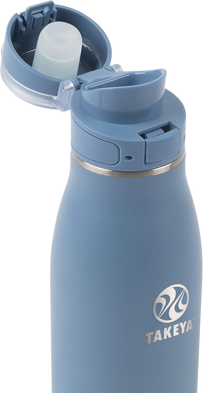 Takeya Traveler Stainless Steel Travel Coffee Mug with Flip-Lock Lid (17 oz, Bluestone)- Leakproof Insulated Mug for Coffee & Tea
