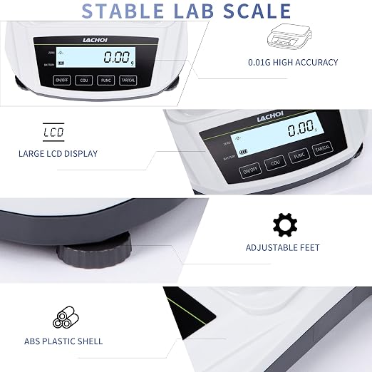 Lab Scale 0.01g*5000g Precision Scale 0.01g Accuracy Digital Laboratory Analytical Balance LCD Display Jewelry Gram Pharmacy Scale(No Test Weight)