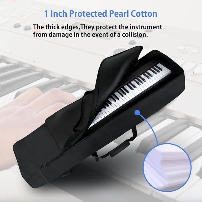 88 Key Keyboard Case, 53.5"x12.6"x6.3" Electric Keyboard Bag Piano Gig Bag with Handles and Adjustable Shoulder Straps Keyboard Gig Bag - Black