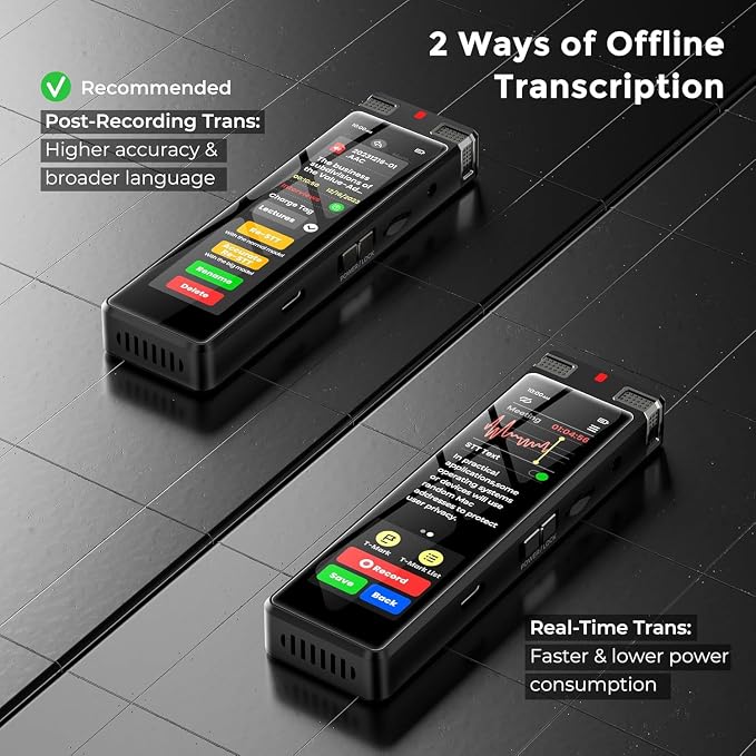 8GB AI Voice Recorder, TIMMKOO Digital Voice Recorder with Playback, Offline Transcribe and Online Summarize/Mindmap/Translation Base on AI Technology, Voice Activated Audio Recorder (Black