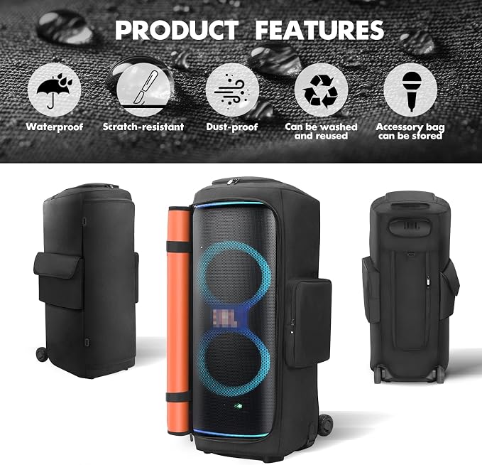 Protective Cover Case Compatible with JBL PartyBox 720, Water-Resistant Carrying Case with Storage Bag, Splashproof Dustproof Portable Cover for Party Box 720 Speakers