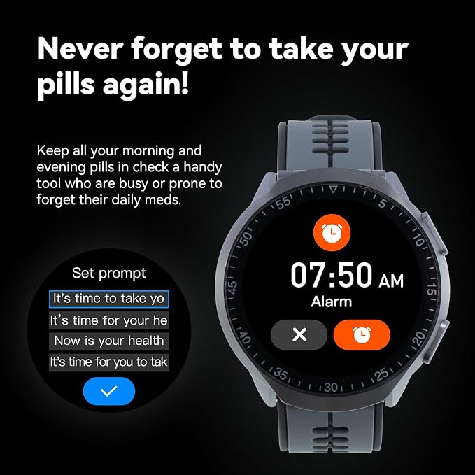 Smart Watch Pill Box, Fitness Smartwatch with Bluetooth Call for Men, Water Resistant Pill Organizer for Emergency, Pill Case for Emergency, Small Pill Container for Vitamin, Fish Oil