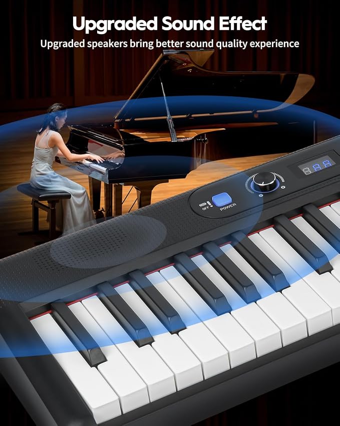 STRICH 88 Key Digital Piano Foldable Full Size Electric Keyboard with Semi-Weighted Sensitive Keys, Portable Piano Set for Beginner, Bundle with Sustain Pedal, Headphones, Music Rest, Black, SEP-88F